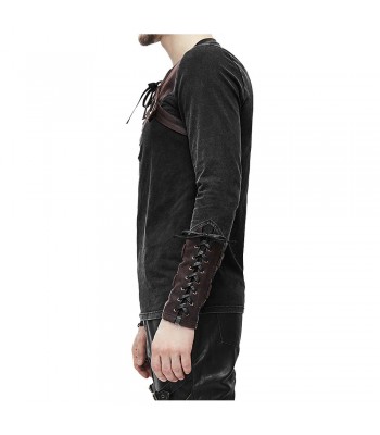 Men Fashion Metal Studs Shirt Steampunk Engineer Gothic Top